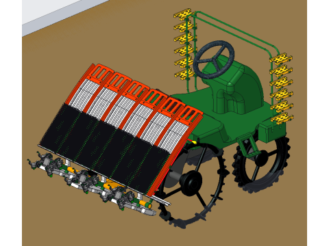 Riding rice transplanter PROE 3D 模型