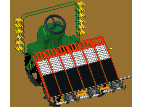 Riding rice transplanter PROE 3D Model