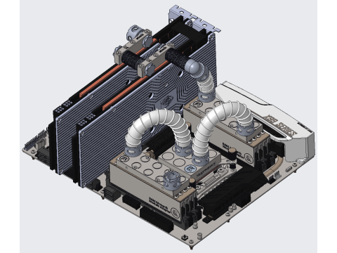 Water-cooled computer motherboard PROE Modelo 3D