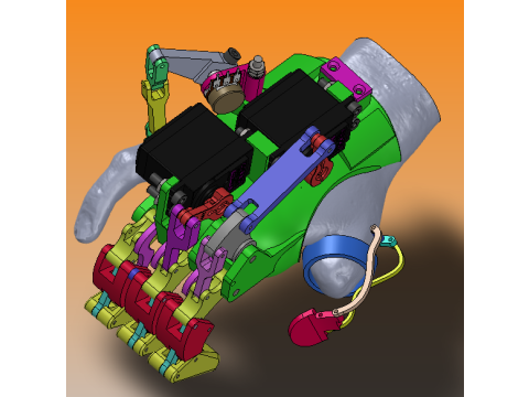 Partial amputation prosthetics mechanical palm structure sw22 editable 3Dモデル