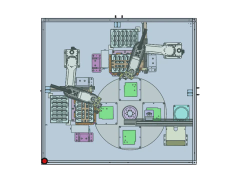 Rotary four axis robot automatic loading and unloading machine SW18 editable 3D Model