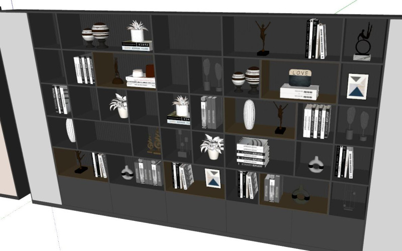 Modern Bookcase SketchUp 3D Model .c4d .max .obj .3ds .fbx .stl .blend 