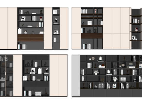 Modern Bookcase SketchUp 3D Model