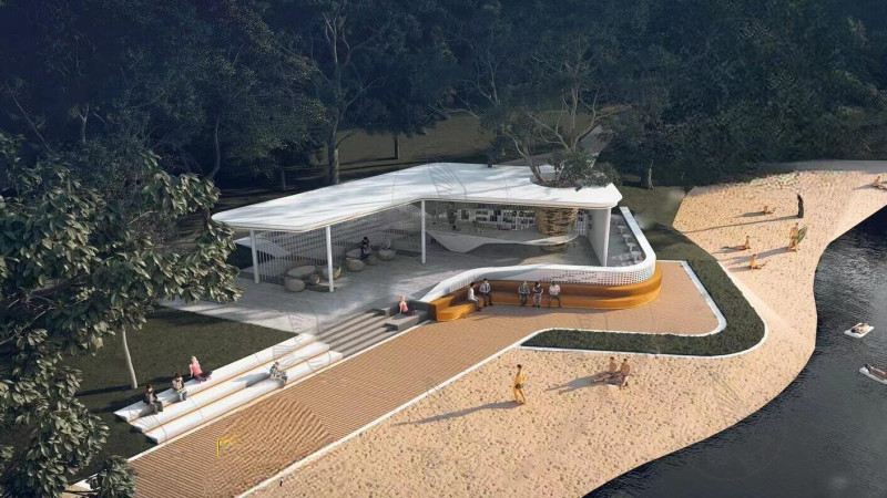 Modern landscape pavilion su model 3D 模型 .c4d .max .obj .3ds .fbx .stl .blend