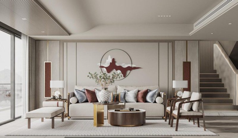 New Chinese Living Room 3D Model .c4d .max .obj .3ds .fbx .stl .blend 