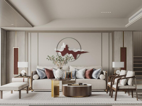 New Chinese Living Room Model 3D