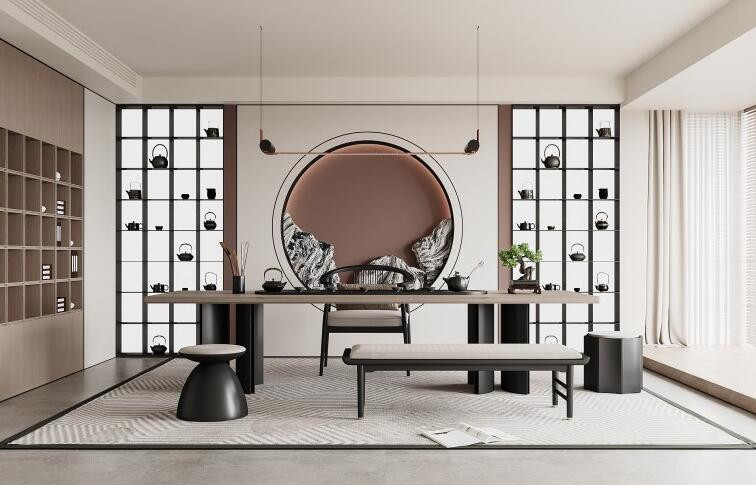 New Chinese Tea Room 3D 모델 .c4d .max .obj .3ds .fbx .stl .blend