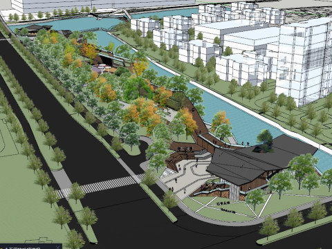 Park Civic Center Sports Fitness Leisure Waterfront Park Model 3D 模型
