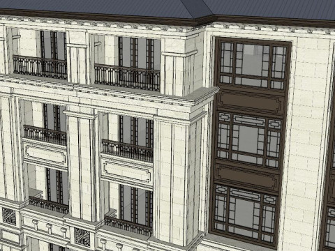 SU model for the design of a Chinese style stacked and row villa architectural scheme Model 3D