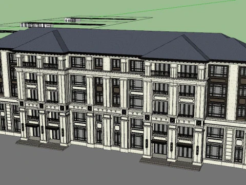SU model for the design of a Chinese style stacked and row villa architectural scheme 3D Model