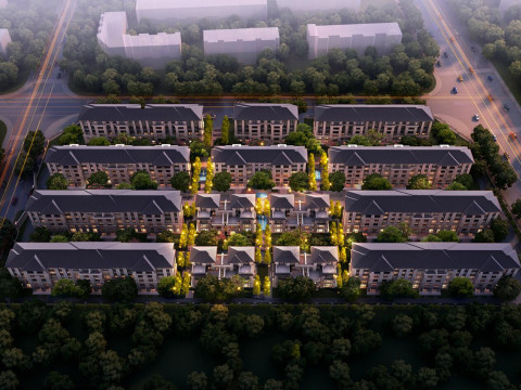 SU model for the design of a Chinese style stacked and row villa architectural scheme Model 3D