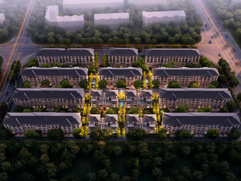 SU model for the design of a Chinese style stacked and row villa architectural scheme 3D Model