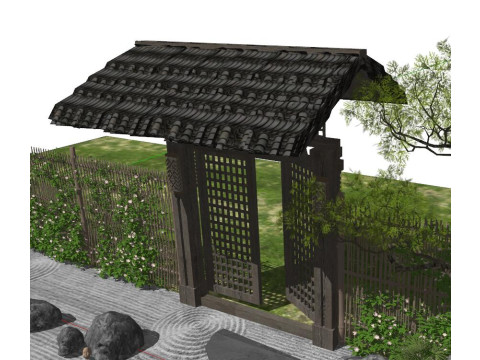 SU model of dry landscape courtyard 3D 모델
