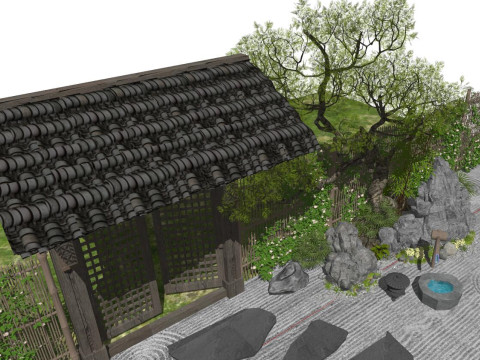 SU model of dry landscape courtyard 3D 모델