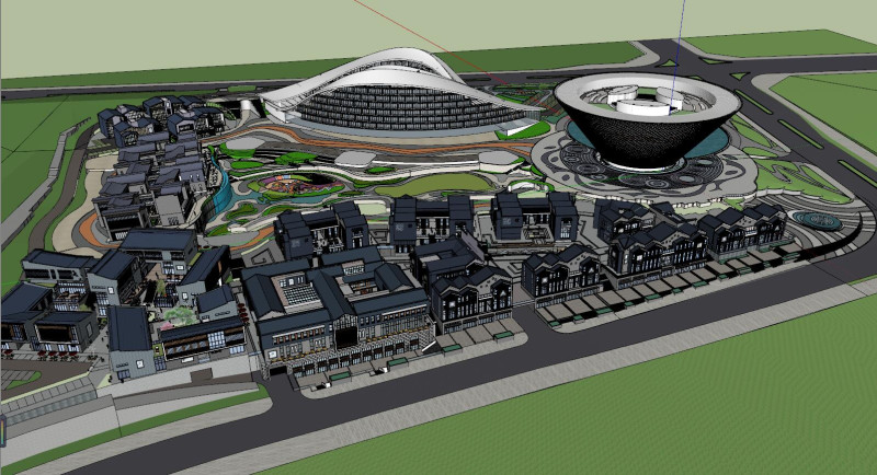 SU Model of Street Landscape Design of Ceramic Culture Tourism City Model 3D .c4d .max .obj .3ds .fbx .stl .blend