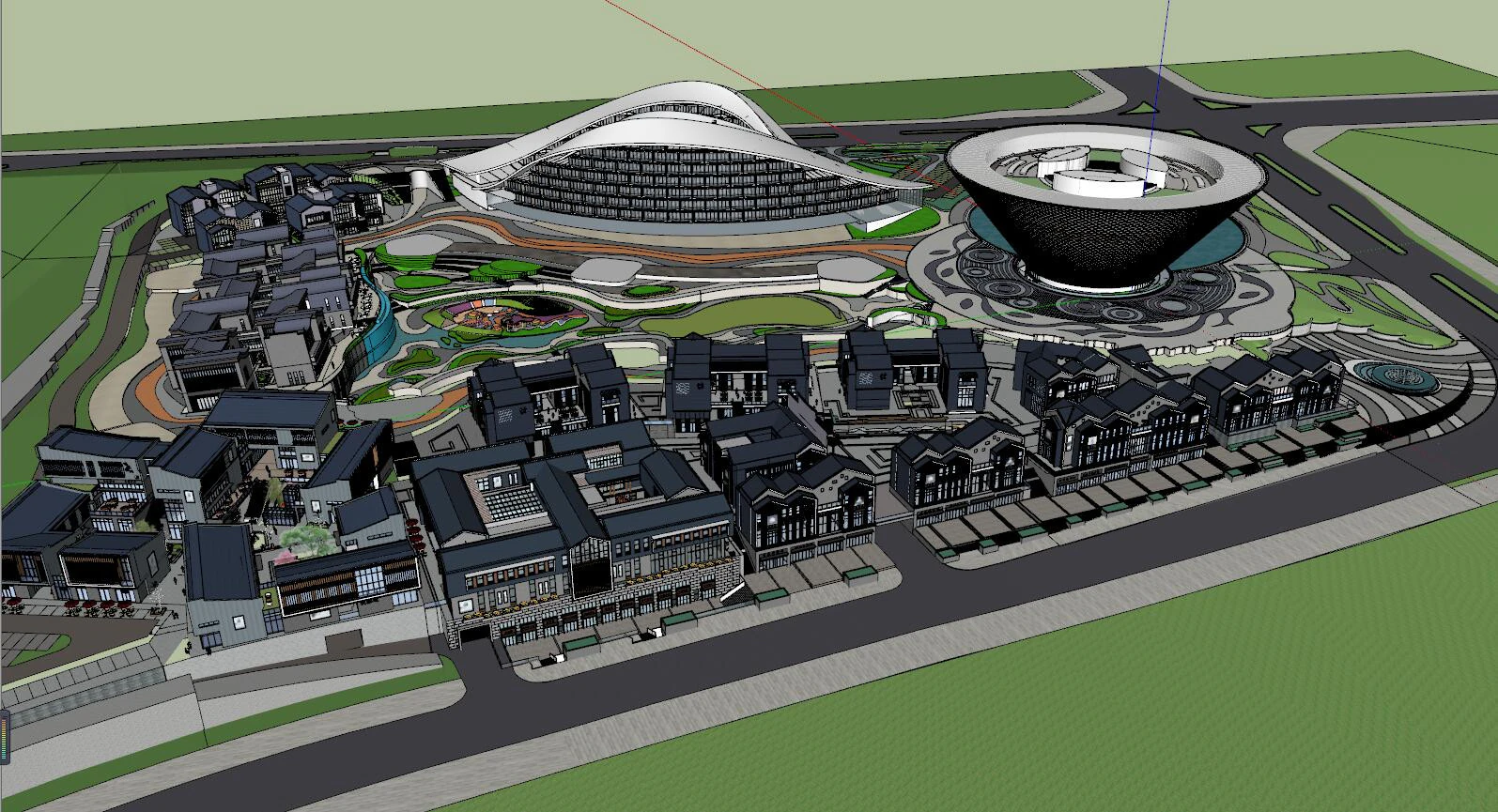 SU Model of Street Landscape Design of Ceramic Culture Tourism City 3D Model .c4d .max .obj .3ds .fbx .stl .blend 