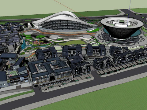 SU-Modell der Stra&szlig;enlandschaftsgestaltung einer Keramikkultur-Tourismusstadt 3D Modell