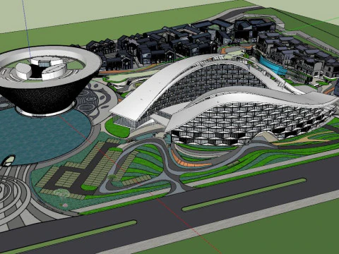 SU Model of Street Landscape Design of Ceramic Culture Tourism City 3D Model