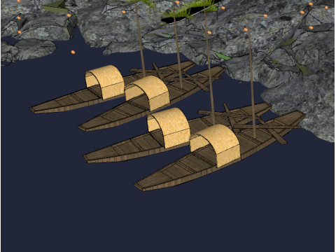 Candlelight night cruise boat landscape su model Model 3D