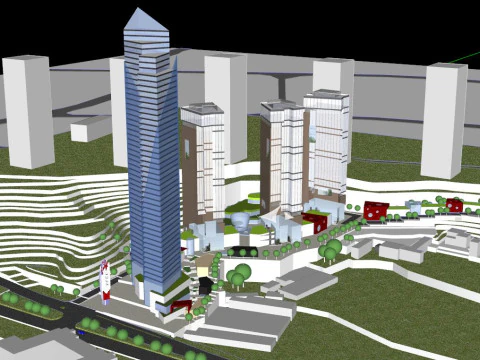 Modelo de edif&iacute;cio complexo Modelo 3D