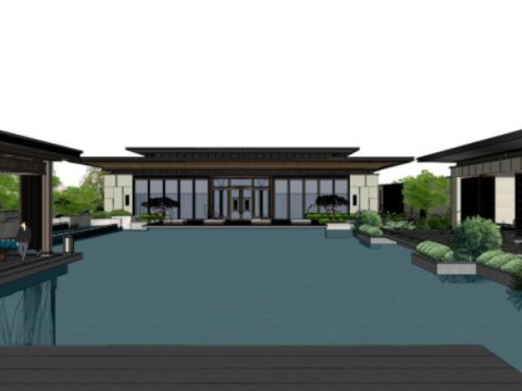 Landscape design su model of a sales office in a demonstration area 3D Model