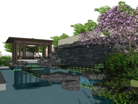 Landscape design su model of a sales office in a demonstration area 3D Model