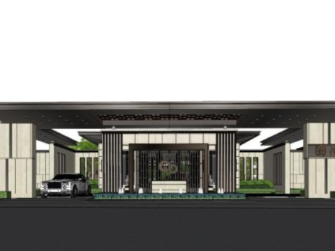 Landscape design su model of a sales office in a demonstration area 3D Model