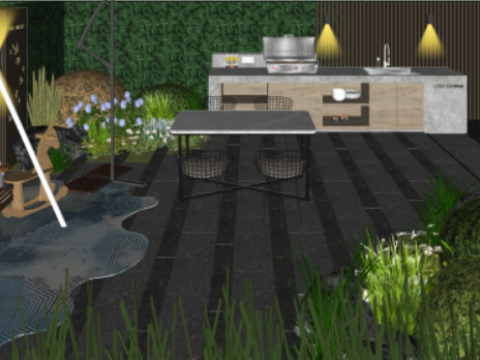 Sketchup model of a courtyard landscape design Modello 3D
