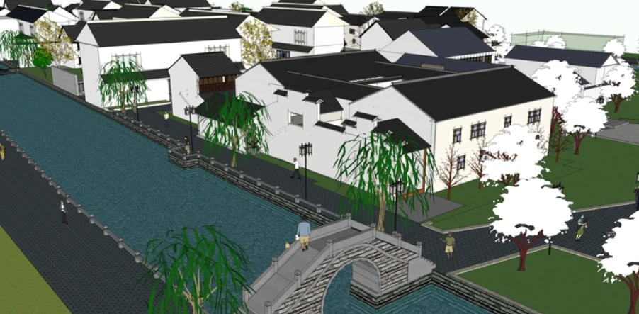 Sketchup model of a southern commercial street 3D Model .c4d .max .obj .3ds .fbx .stl .blend 