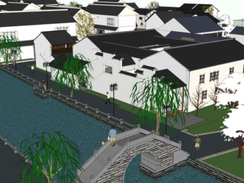 Sketchup model of a southern commercial street 3D Model