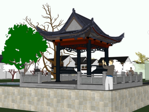 Sketchup model of a southern commercial street 3D Модель