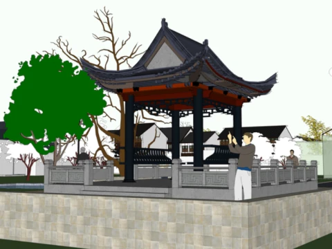 Sketchup model of a southern commercial street 3D Model