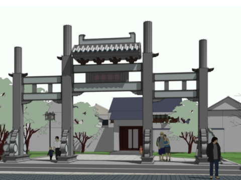 Sketchup model of a southern commercial street 3D Модель
