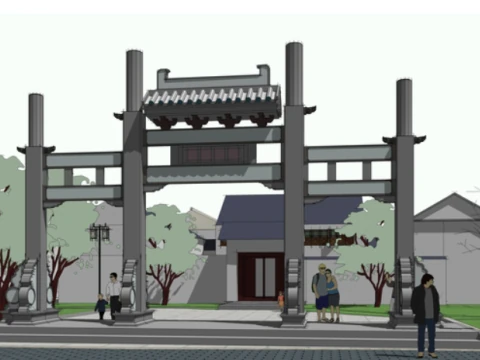 Sketchup model of a southern commercial street 3D Model