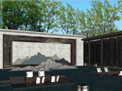 Sketchup model of landscape design in a demonstration area 3D Model