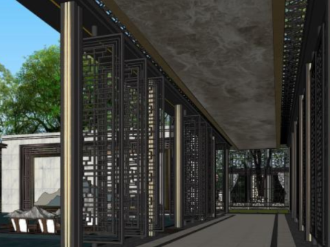 Sketchup model of landscape design in a demonstration area 3D Model