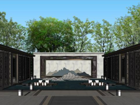 Sketchup model of landscape design in a demonstration area 3D Model