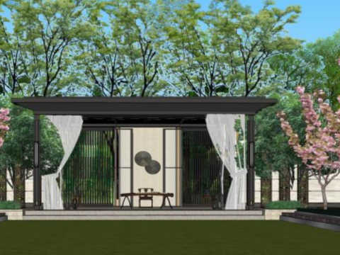 Sketchup model of landscape design in a demonstration area 3D Model