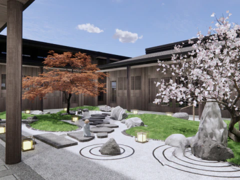 Sketchup model of outdoor landscape design for a courtyard 3D Model