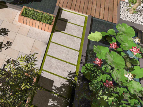 Sketchup model of outdoor landscape design for a courtyard 3D Model