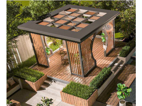 Sketchup model of outdoor landscape design for a courtyard 3D Model