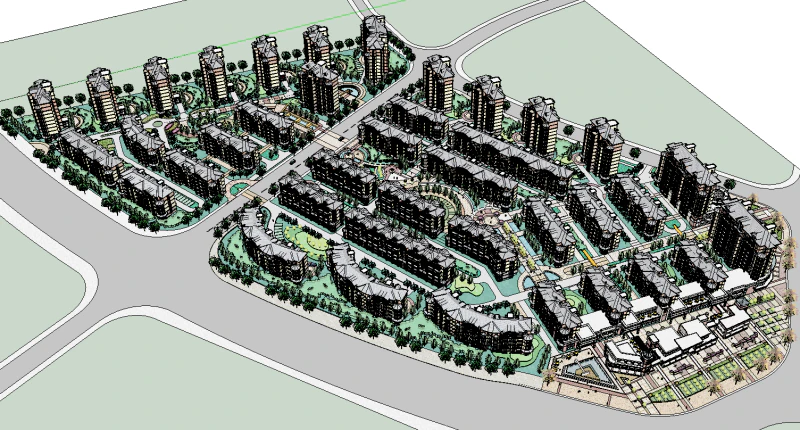 Model SketchUp planowania wsp&oacute;lnot mieszkaniowych Model 3D .c4d .max .obj .3ds .fbx .stl .blend 