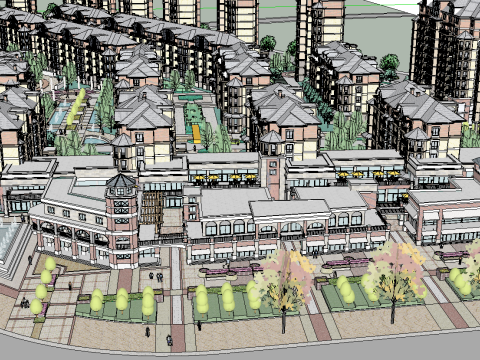 SketchUp Model of Residential Community Planning 3D 모델