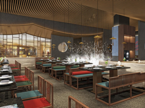 SU fine model of hot pot restaurant spatial scheme 3D मॉडल