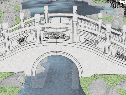Su model of a classical garden courtyard landscape 3Dモデル