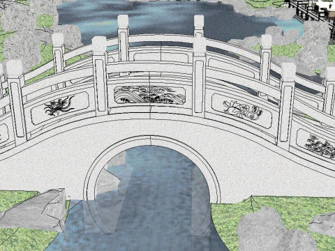 Su model of a classical garden courtyard landscape 3D Model