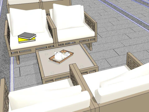Su model of a classical garden courtyard landscape 3D Model