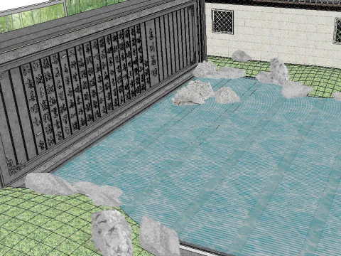 Su model of a classical garden courtyard landscape 3D Model