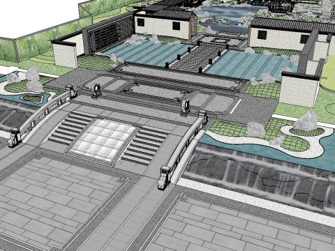 Su model of a classical garden courtyard landscape 3Dモデル