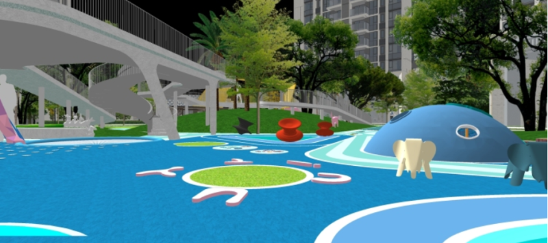 Su model of landscape of well-known enterprise residential area Model 3D .c4d .max .obj .3ds .fbx .stl .blend 